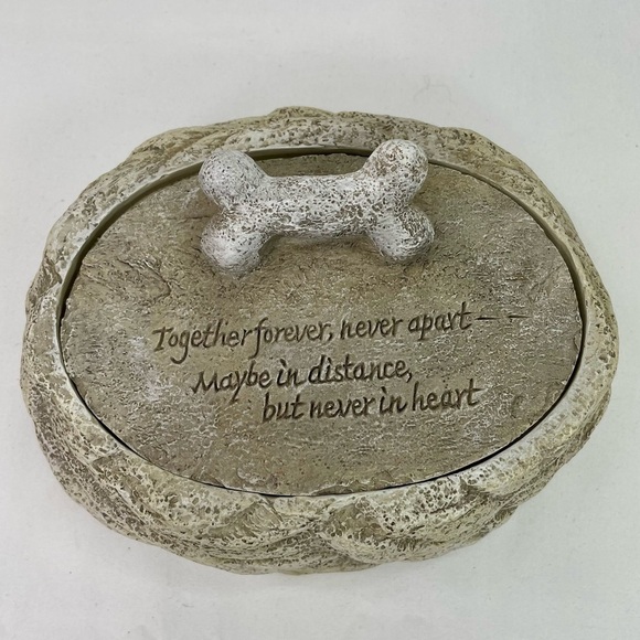 Dog Memory Box Together Forever Ashes Holder Resin Stone Look - Picture 1 of 4